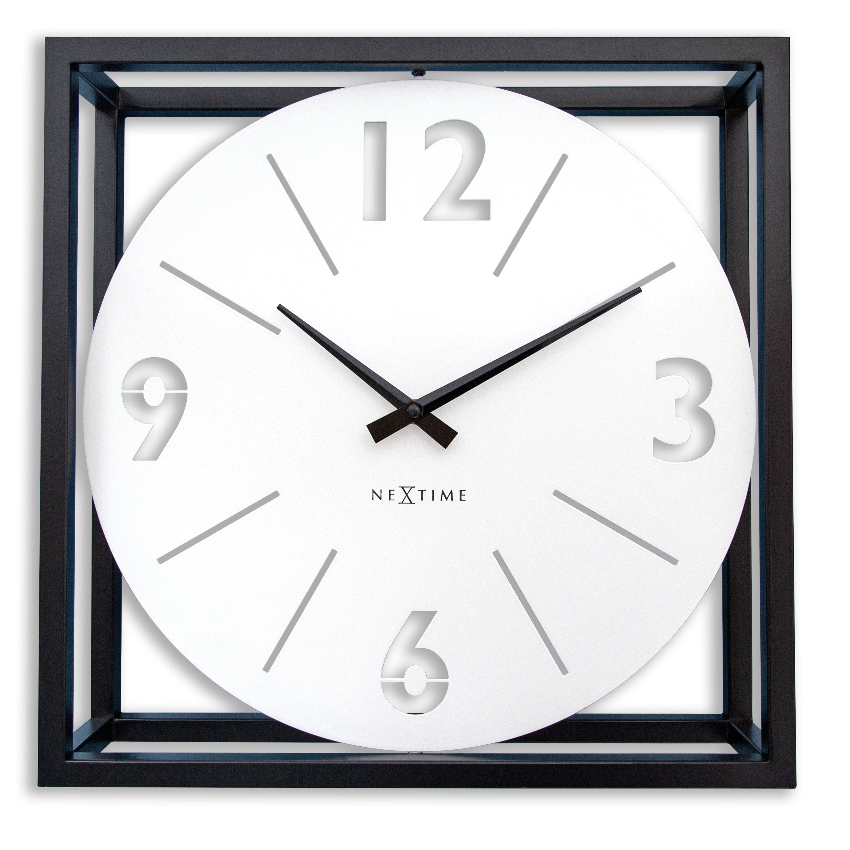NeXtime wall clock, 40x40 cm, metal frame with black and white finish, modern design for wall decor.